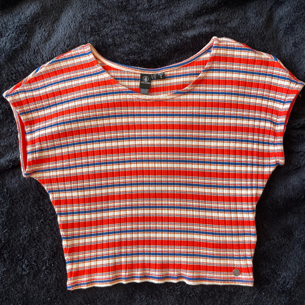 Striped Volcom crop top NWOT
